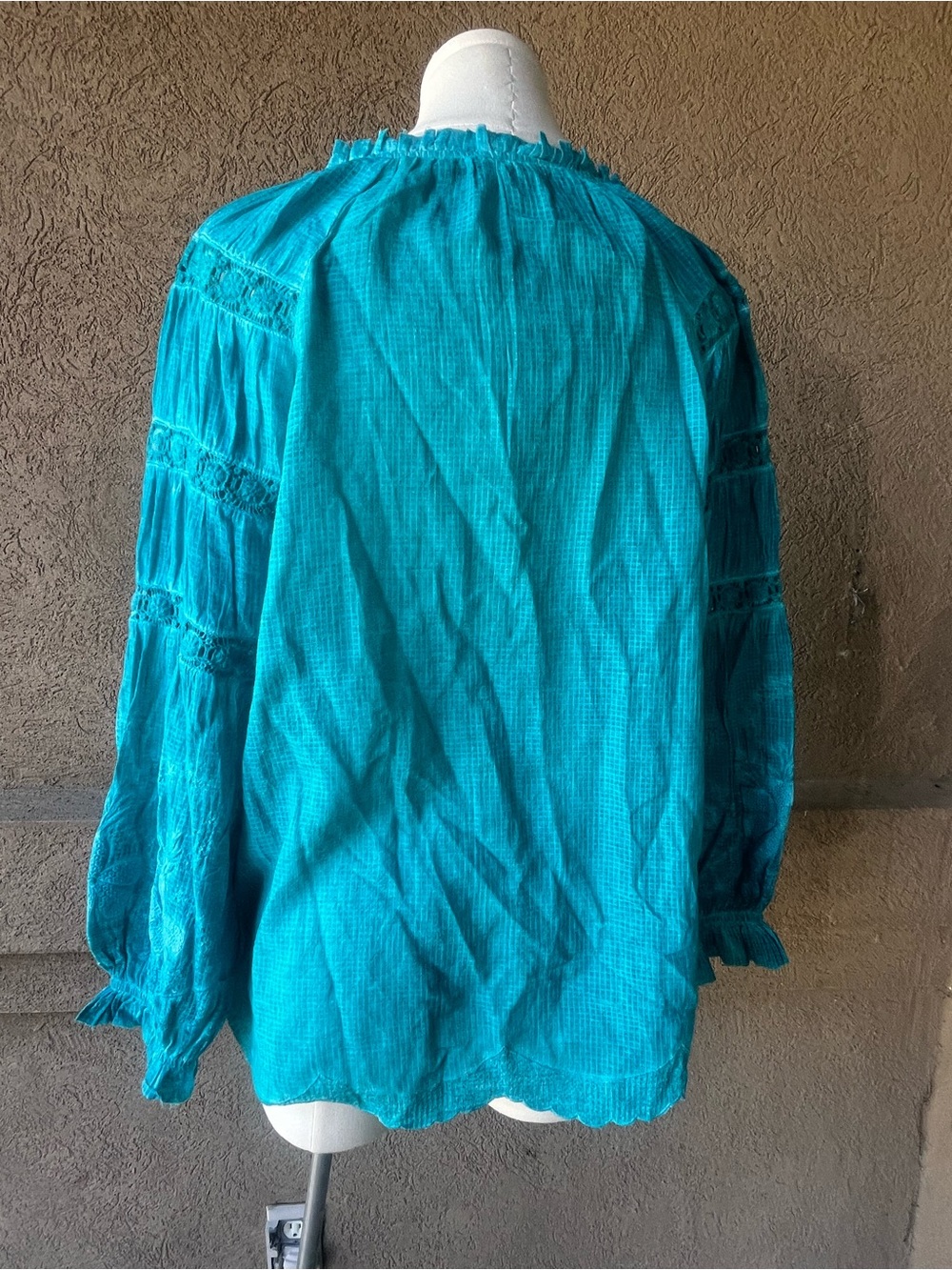 Tru Luxe Jeans Teal Peasant Blouse - Casual V-Neck - Picture 3 of 6